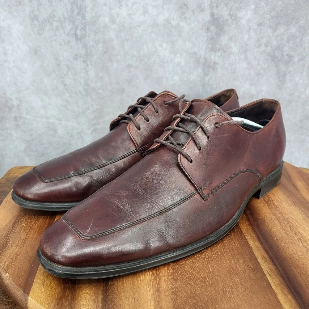 Cole Haan Air Oxford Shoes Mens 12 M Brown Apron Toe‎ Leather Dress Shoes C09436